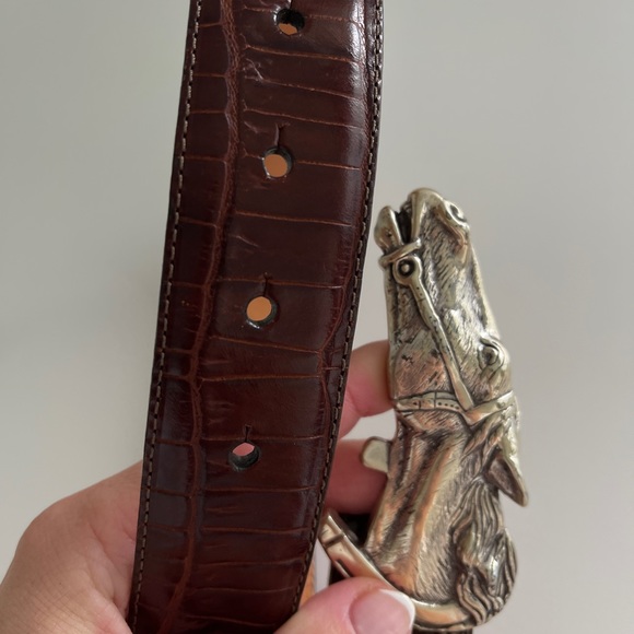 Brighton croc leather belt with silver horse buckle new - Picture 2 of 5
